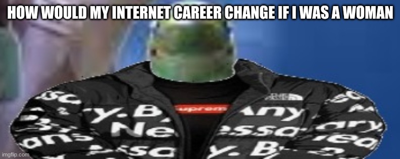 reef shark with the drip on god | HOW WOULD MY INTERNET CAREER CHANGE IF I WAS A WOMAN | image tagged in reef shark with the drip on god | made w/ Imgflip meme maker