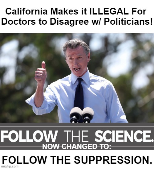 First He Ruined a City, Then He Ruined a State, Next Target...Doctors! | image tagged in politics,gavin,doctors,free speech,censorship,california | made w/ Imgflip meme maker