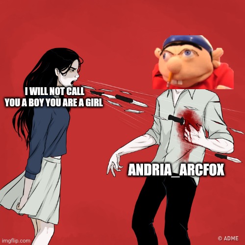 Woman Shouting Knives | I WILL NOT CALL YOU A BOY YOU ARE A GIRL; ANDRIA_ARCFOX | image tagged in woman shouting knives | made w/ Imgflip meme maker