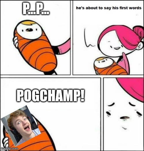 He is About to Say His First Words | P...P... POGCHAMP! | image tagged in he is about to say his first words,tommyinnit,dream smp,dsmp | made w/ Imgflip meme maker