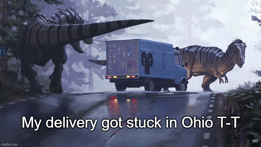 ... | My delivery got stuck in Ohio T-T | image tagged in memes,ohio,cursed ohio | made w/ Imgflip meme maker