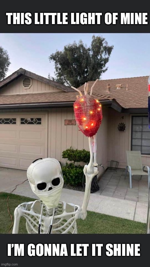 Spooktober light | THIS LITTLE LIGHT OF MINE; I’M GONNA LET IT SHINE | image tagged in spooktober,spooky,twilight,heart,skeleton | made w/ Imgflip meme maker