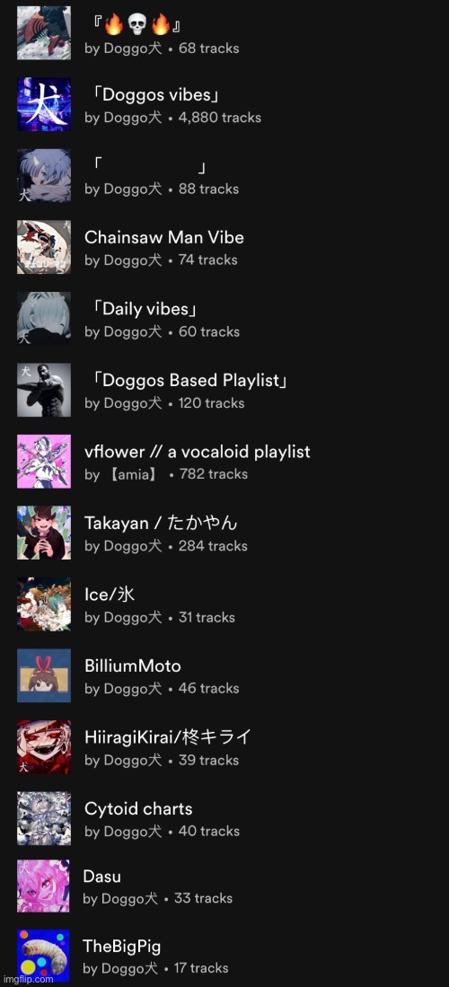 Every playlist I have cuz yes | made w/ Imgflip meme maker