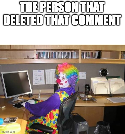 clown computer | THE PERSON THAT DELETED THAT COMMENT | image tagged in clown computer | made w/ Imgflip meme maker