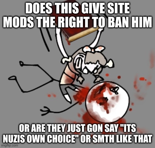 mild headache | DOES THIS GIVE SITE MODS THE RIGHT TO BAN HIM; OR ARE THEY JUST GON SAY "ITS NUZIS OWN CHOICE" OR SMTH LIKE THAT | image tagged in mild headache | made w/ Imgflip meme maker