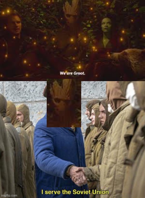 Soviet Groot Confirmed | image tagged in i serve the soviet union,marvel,memes | made w/ Imgflip meme maker