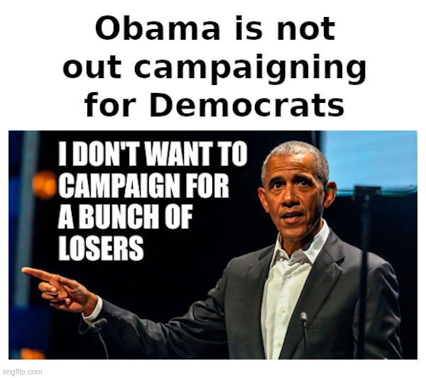 Obama Not Campaigning For Democrats | image tagged in obama,not,campaign,democrats,midterms | made w/ Imgflip meme maker