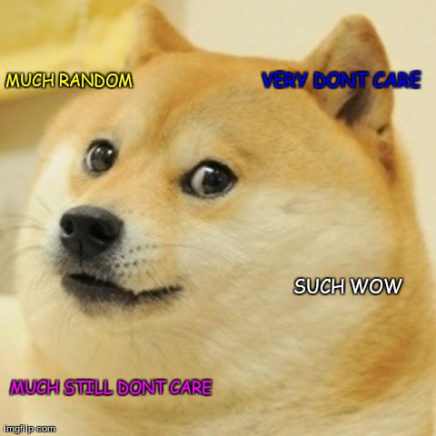 Doge | MUCH RANDOM SUCH WOW VERY DONT CARE MUCH STILL DONT CARE | image tagged in memes,doge | made w/ Imgflip meme maker