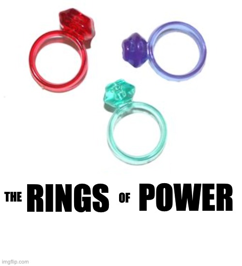 the rings of power | RINGS; POWER; OF; THE | image tagged in lord of the rings,the rings of power,sauron,galadriel | made w/ Imgflip meme maker