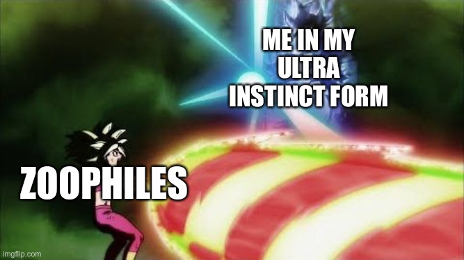 Ultra Instinct Goku Kamehameha | ME IN MY ULTRA INSTINCT FORM ZOOPHILES | image tagged in ultra instinct goku kamehameha | made w/ Imgflip meme maker