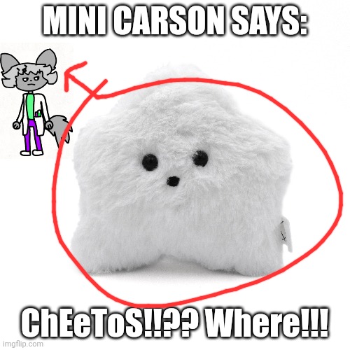 MINI CARSON SAYS: ChEeToS!!?? Where!!! | made w/ Imgflip meme maker