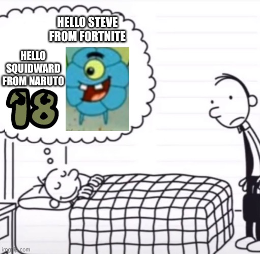 Yeah we rolling sussy sauce dipping 3 AM | HELLO STEVE FROM FORTNITE; HELLO SQUIDWARD FROM NARUTO | image tagged in greg thinking template,memes,funny,diary of a wimpy kid,ae,why are you reading this | made w/ Imgflip meme maker