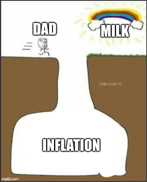 Life goals stopped by... | DAD; MILK; INFLATION | image tagged in life goals stopped by | made w/ Imgflip meme maker