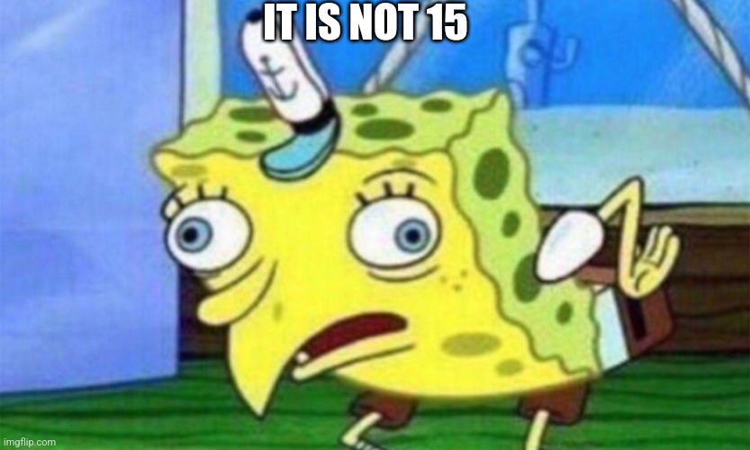 spongebob stupid | IT IS NOT 15 | image tagged in spongebob stupid | made w/ Imgflip meme maker