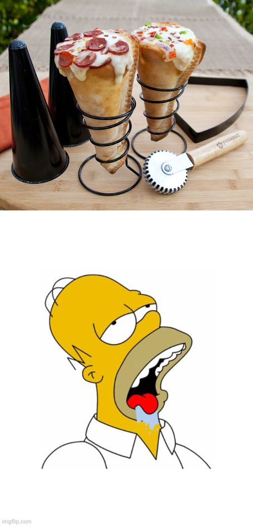 Pizza ice cream cone | image tagged in homer simpson drooling,memes,pizza,ice cream cone,reposts,repost | made w/ Imgflip meme maker