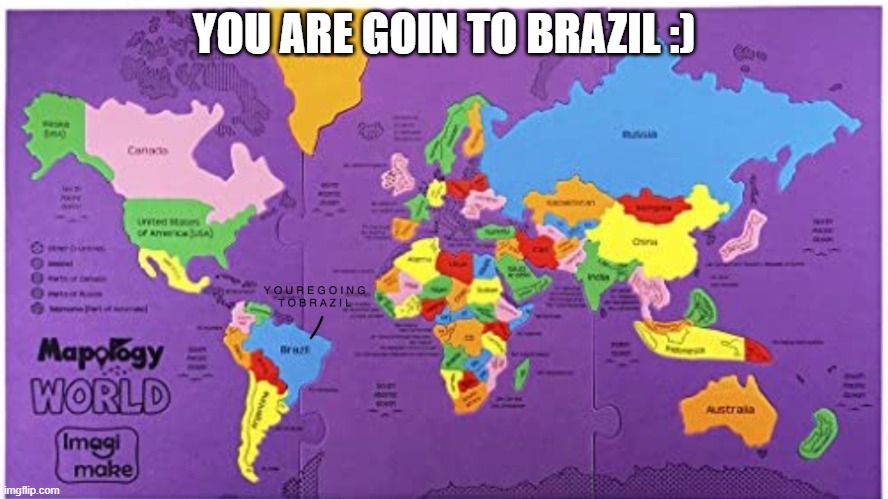 YOURE GOING TO BRAZIL!!! | YOU ARE GOIN TO BRAZIL :) | image tagged in youre going to brazil | made w/ Imgflip meme maker