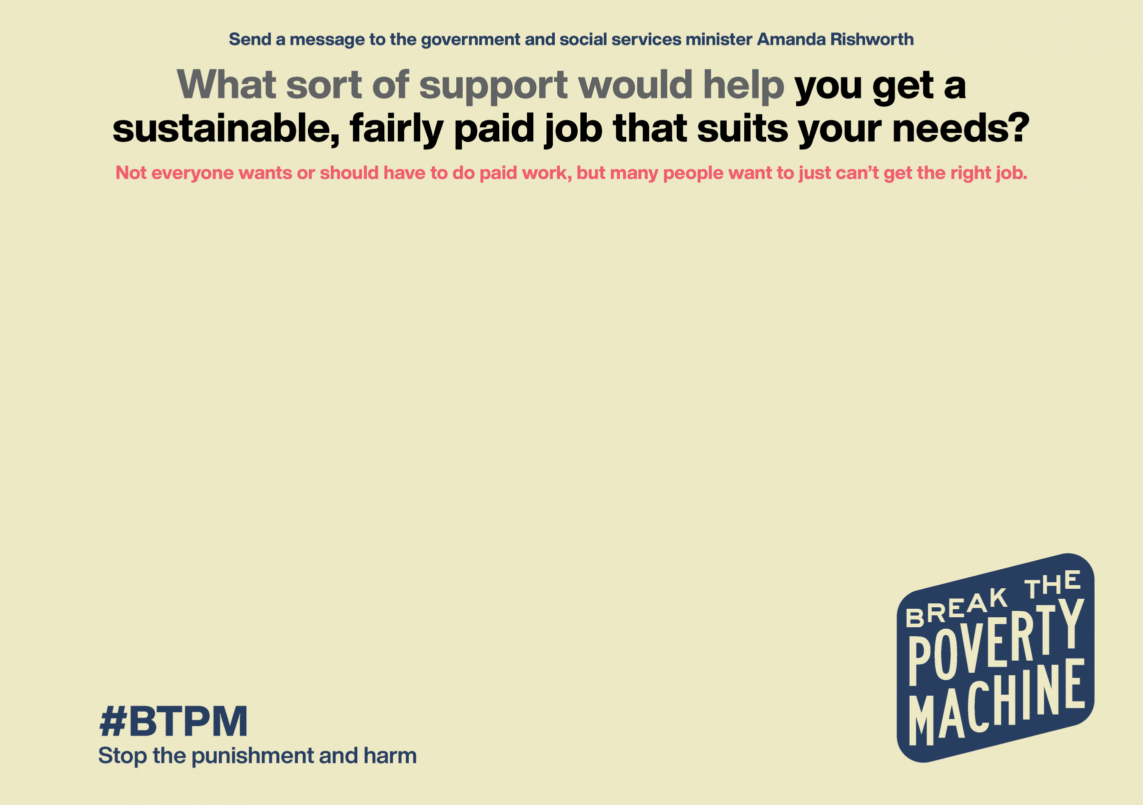 #BTPM: What support would help you get a sustainable job? Blank Meme Template