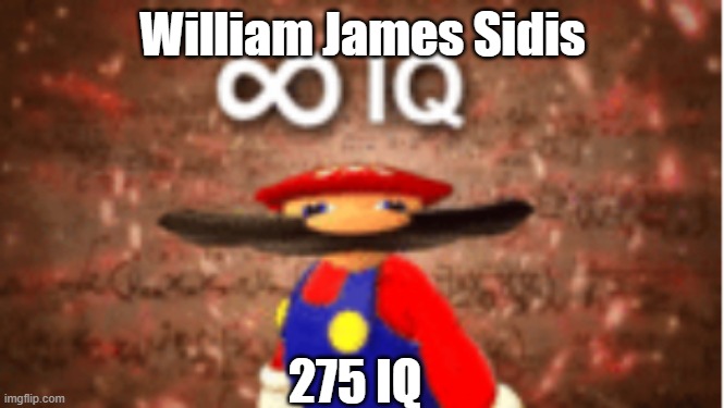 Infinite IQ | William James Sidis 275 IQ | image tagged in infinite iq | made w/ Imgflip meme maker