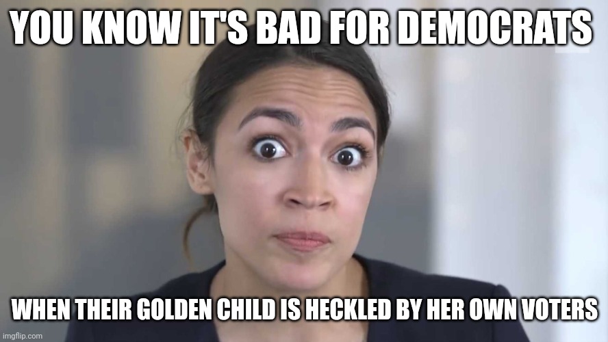 If they win the mid terms, they're cheating. | YOU KNOW IT'S BAD FOR DEMOCRATS; WHEN THEIR GOLDEN CHILD IS HECKLED BY HER OWN VOTERS | image tagged in aoc stumped | made w/ Imgflip meme maker