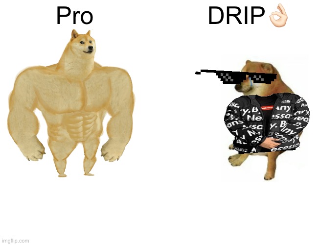 Buff Doge vs. Cheems | Pro; DRIP👌🏻 | image tagged in memes,buff doge vs cheems | made w/ Imgflip meme maker
