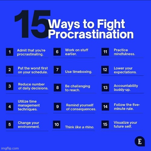 15 Ways To Fight Procrastination: | image tagged in simothefinlandized,procrastination,tips and tricks,tutorial | made w/ Imgflip meme maker