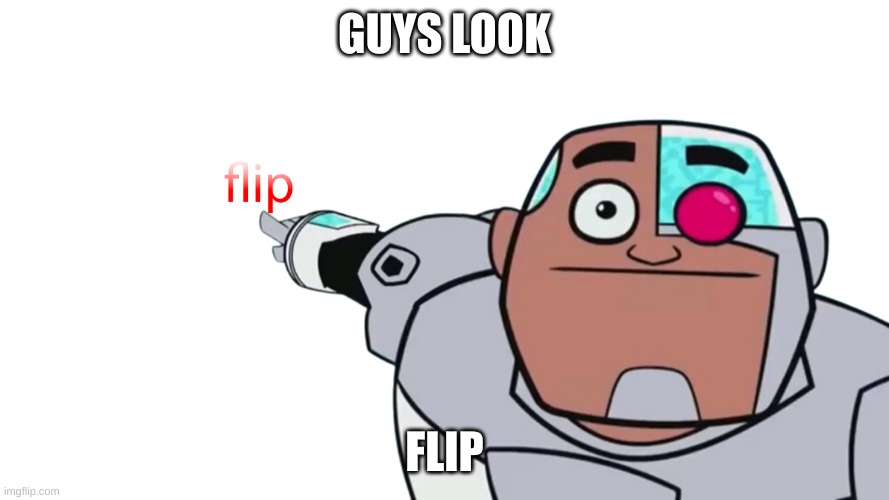 f l i p | GUYS LOOK; FLIP | image tagged in guys look a _____ | made w/ Imgflip meme maker