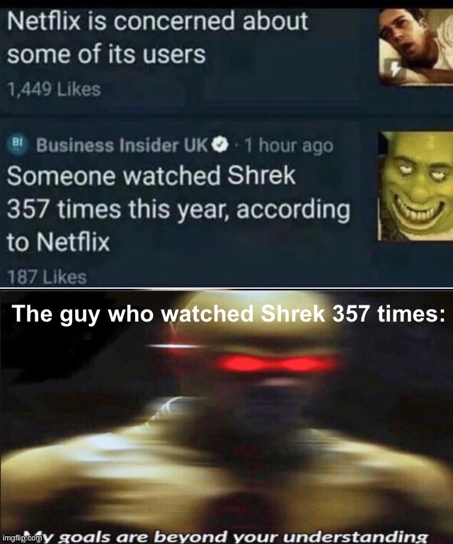 The guy who watched Shrek 357 times: | image tagged in memes,funny | made w/ Imgflip meme maker
