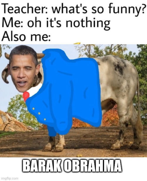 *wheezing intensifies* | BARAK OBRAHMA | image tagged in what's so funny nothing | made w/ Imgflip meme maker