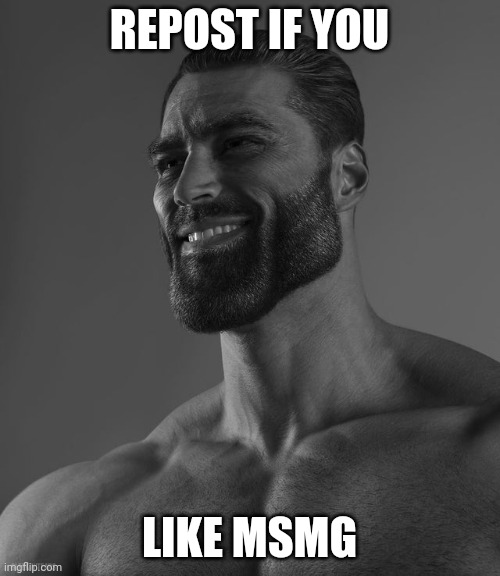 Giga Chad | REPOST IF YOU; LIKE MSMG | image tagged in giga chad | made w/ Imgflip meme maker