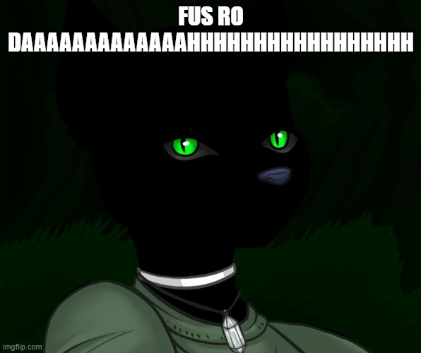 My new panther fursona | FUS RO DAAAAAAAAAAAAAHHHHHHHHHHHHHHHHH | image tagged in my new panther fursona | made w/ Imgflip meme maker