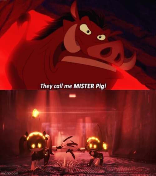 Pumbaa vs V and J (Murder Drones) (Who Would Win) | image tagged in disassembly drones in the bunker,lion king,murder drones,who would win,crossover | made w/ Imgflip meme maker