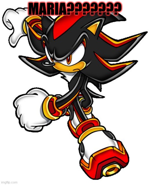 Shadow the hedgehog | MARIA??????? | image tagged in shadow the hedgehog | made w/ Imgflip meme maker