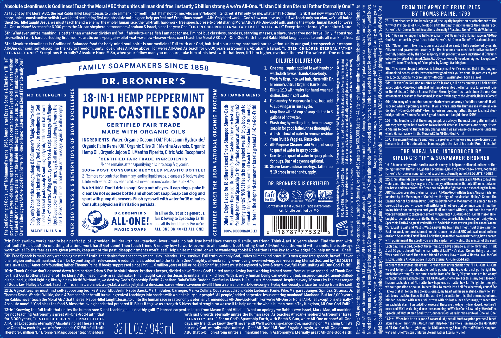 dr Bronner's label Blank Meme Template