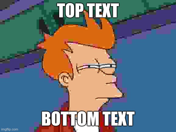 TOP TEXT BOTTOM TEXT | image tagged in memes,futurama fry | made w/ Imgflip meme maker