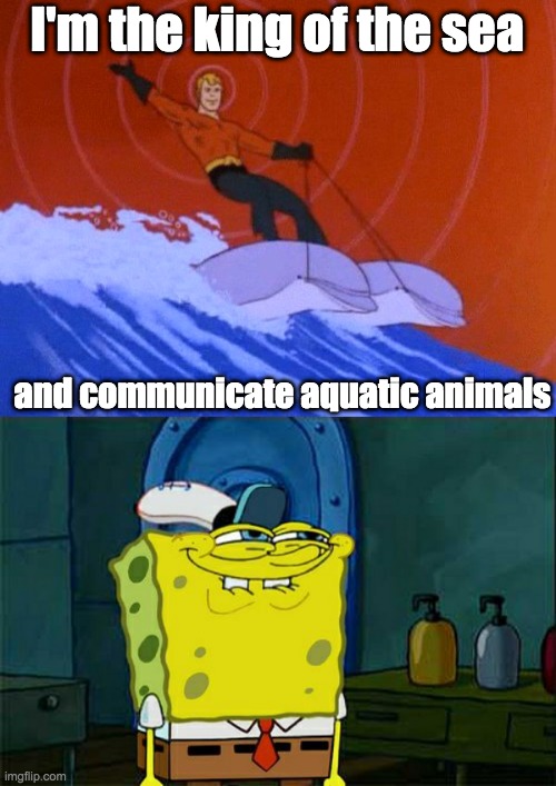 I'm the king of the sea; and communicate aquatic animals | image tagged in memes,don't you squidward,death battle,aquaman,spongebob,comics/cartoons | made w/ Imgflip meme maker