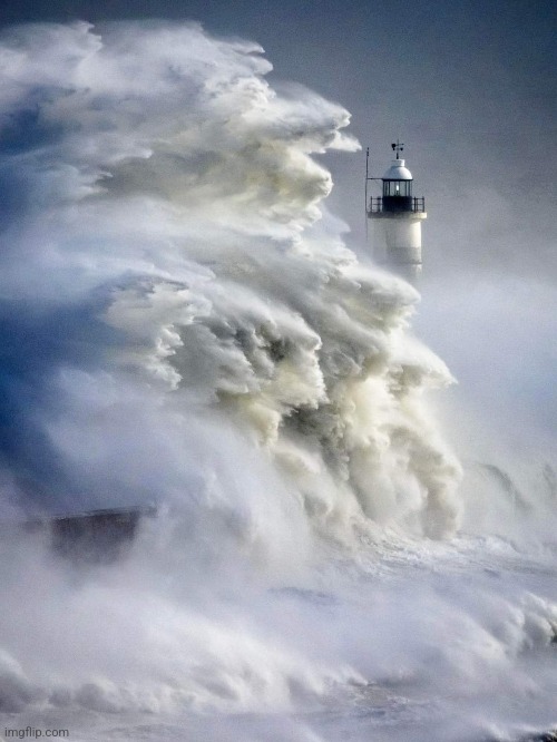 Awesome wave | image tagged in powerful,waves,lighthouse,beautiful nature,awesome,photography | made w/ Imgflip meme maker