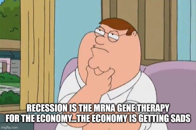 RECESSION IS THE MRNA GENE THERAPY FOR THE ECONOMY...THE ECONOMY IS GETTING SADS | made w/ Imgflip meme maker