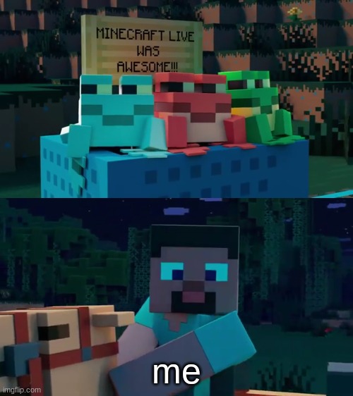 bro me irl :skull: | me | image tagged in minecraft steve and frogs pass | made w/ Imgflip meme maker