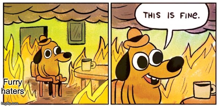 Me | Furry haters | image tagged in memes,this is fine | made w/ Imgflip meme maker