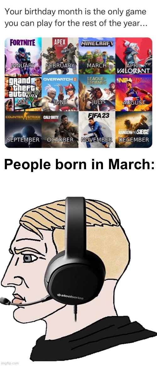 y e s | People born in March: | image tagged in memes,unfunny | made w/ Imgflip meme maker