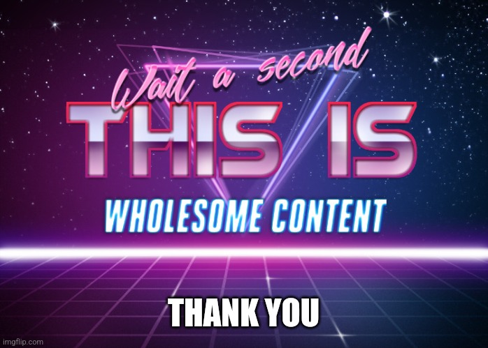 Wait a second this is wholesome content | THANK YOU | image tagged in wait a second this is wholesome content | made w/ Imgflip meme maker