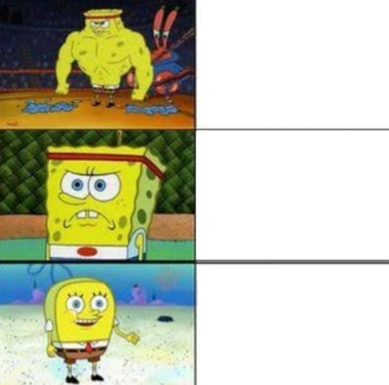 High Quality SpongeBob strong to weak Blank Meme Template