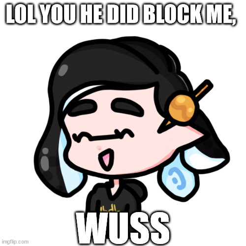 splitza | LOL YOU HE DID BLOCK ME, WUSS | image tagged in spliza | made w/ Imgflip meme maker