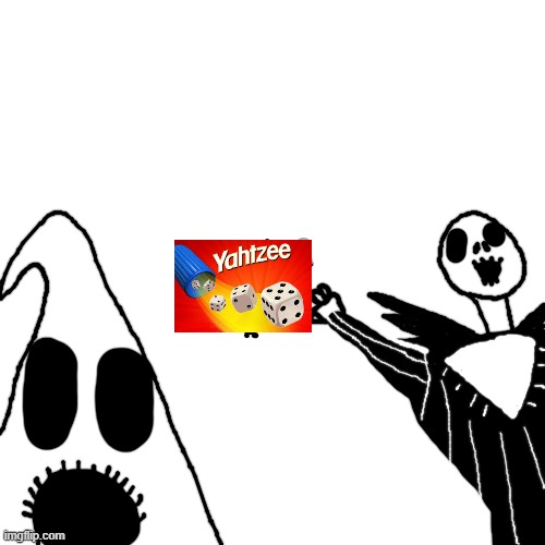 Oogie Boogie and Jack Skellington pointing at the stair creature | image tagged in oogie boogie and jack skellington pointing at the stair creature | made w/ Imgflip meme maker