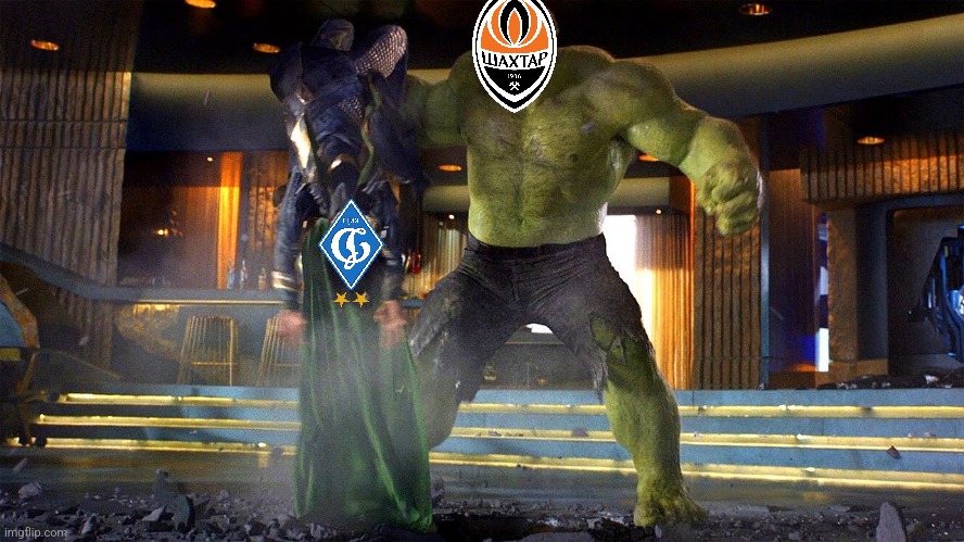 Shakhtar 3-1 Dynamo Kyiv | image tagged in hulk and loki,ukraine,futbol,memes | made w/ Imgflip meme maker