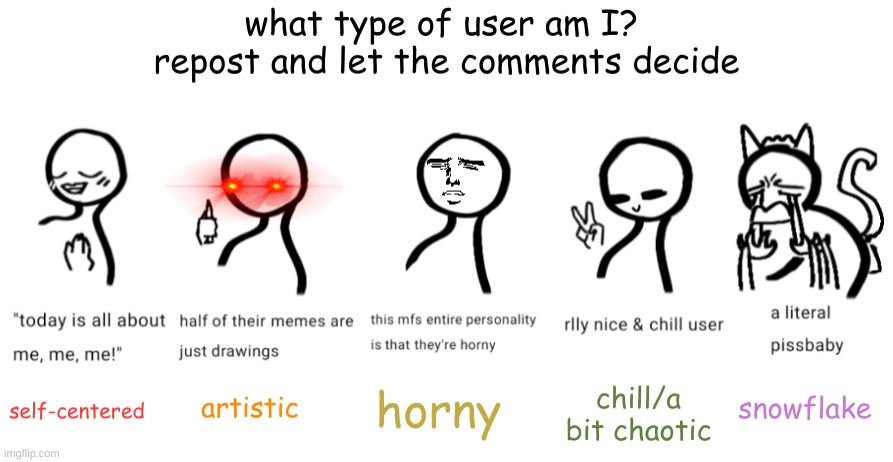 made a thing for some reason | image tagged in what type of user am i made by cherub | made w/ Imgflip meme maker