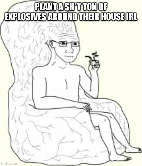 Big Brain Wojak | PLANT A SH*T TON OF EXPLOSIVES AROUND THEIR HOUSE IRL | image tagged in big brain wojak | made w/ Imgflip meme maker