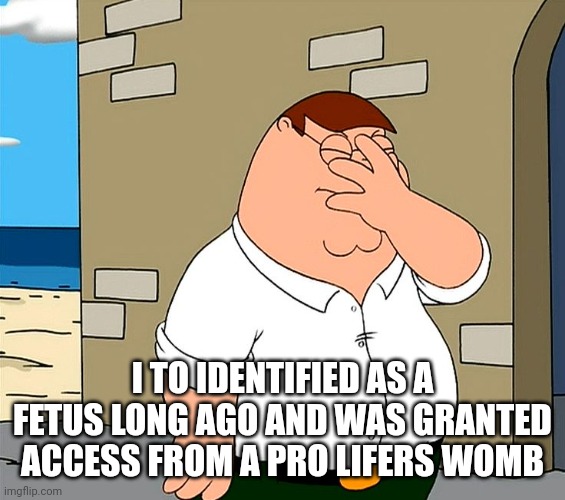 I TO IDENTIFIED AS A FETUS LONG AGO AND WAS GRANTED ACCESS FROM A PRO LIFERS WOMB | made w/ Imgflip meme maker