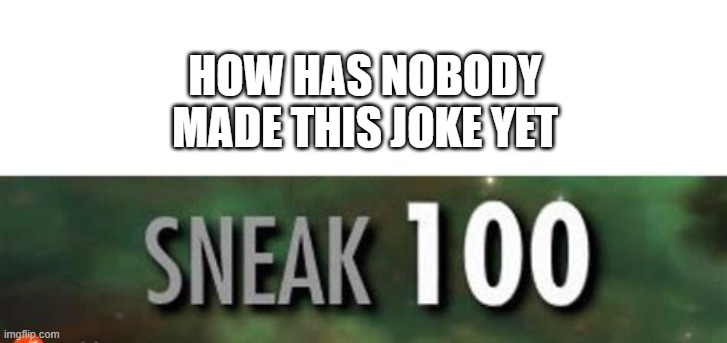 Stealth 100 Skyrim | HOW HAS NOBODY MADE THIS JOKE YET | image tagged in stealth 100 skyrim | made w/ Imgflip meme maker