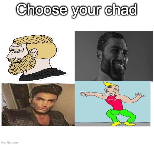 All imgflip users are chads :) | Choose your chad | image tagged in blank white template | made w/ Imgflip meme maker